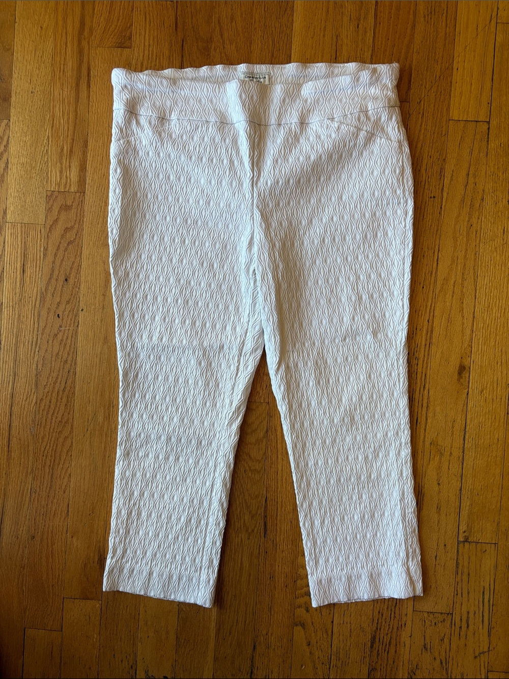 Charter Club White Textured Cropped Ponte Ankle Pants